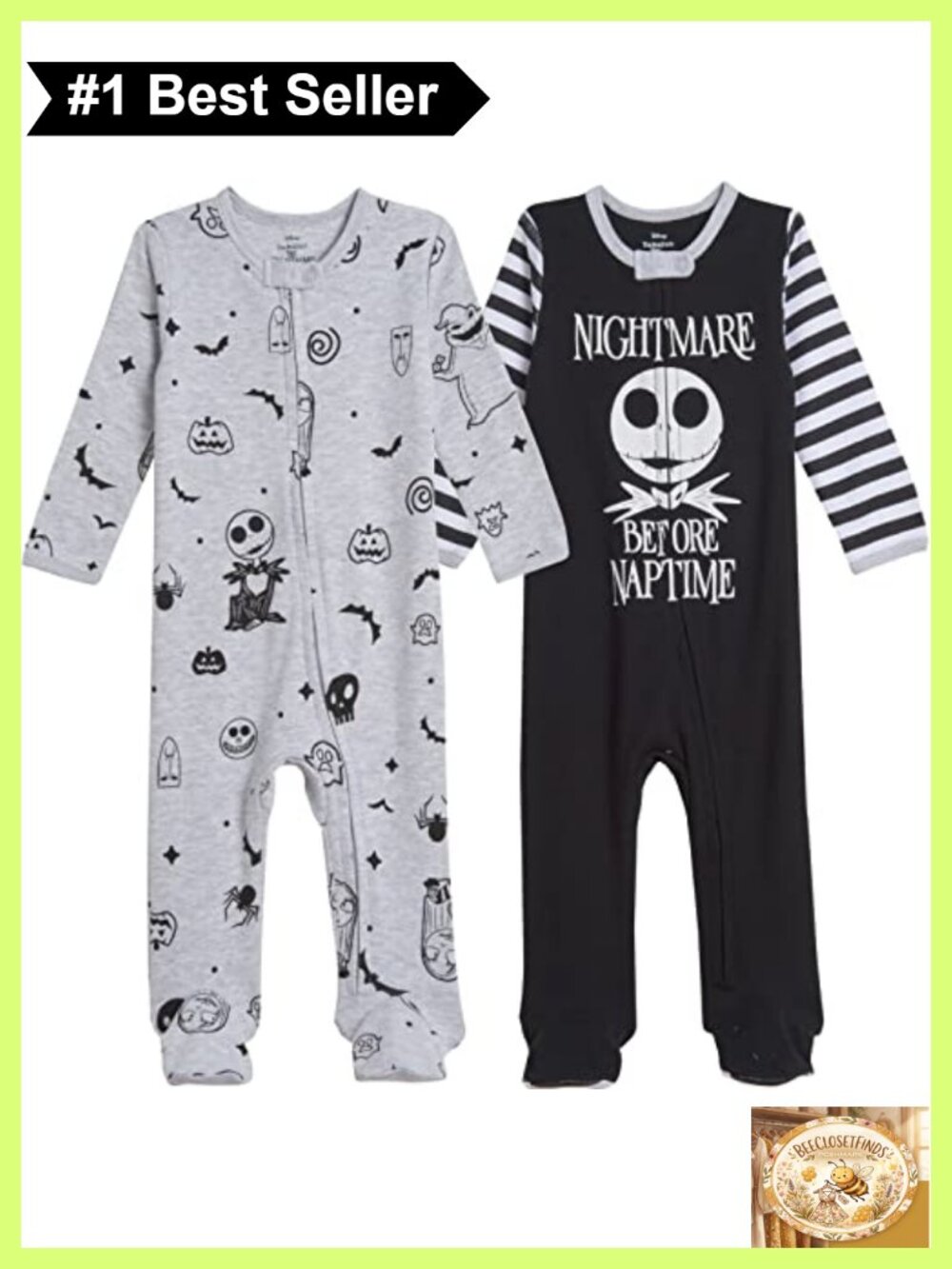 Disney Nightmare Before Christmas 2-Pack Footed Sleep and Play